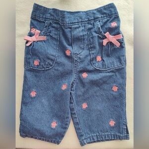 J Khaki Baby Denim Bottoms Cupcakes Bows Size 24 Months 100% Cotton